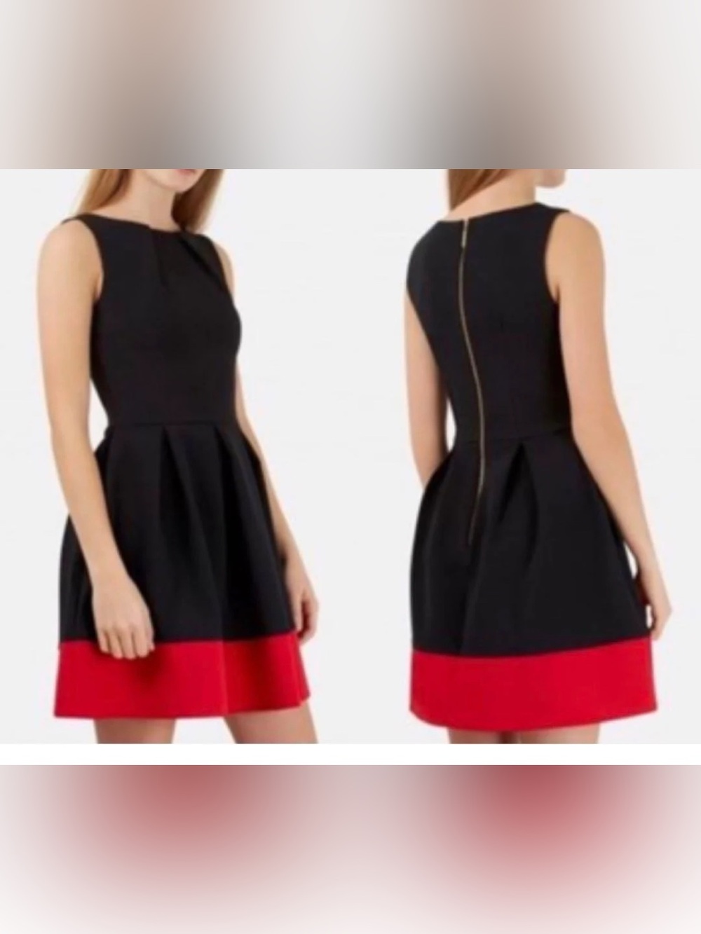 Clóset London Black and Red Sleeveless Fit-and-Flare Dress